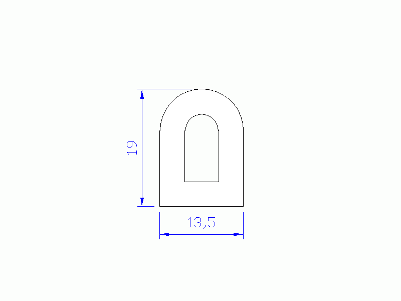 Perfil de Silicona P1228AJ - formato tipo D - forma irregular