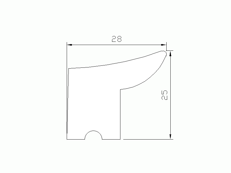 Perfil de Silicona P1228AK - formato tipo Labiado - forma irregular