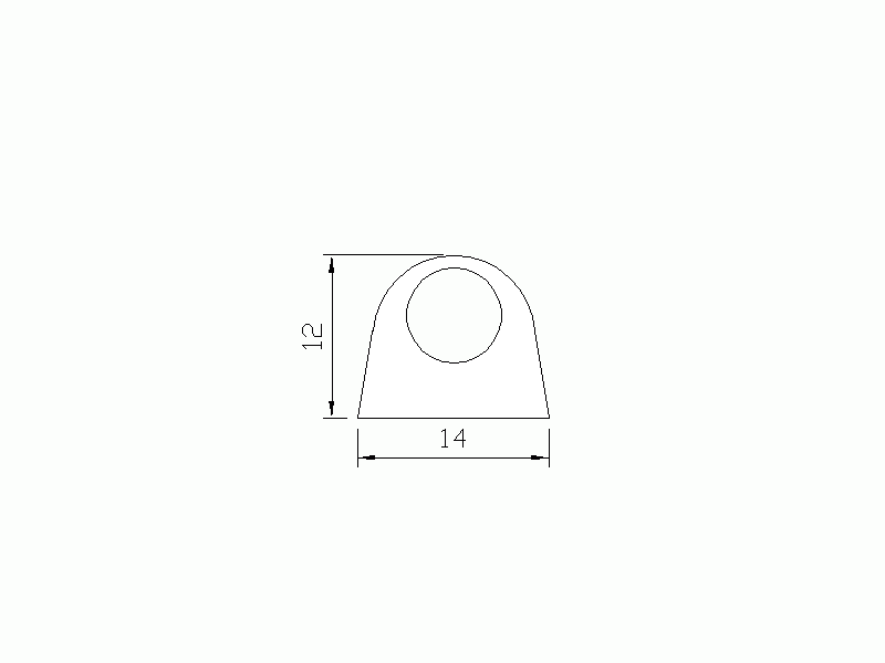 Perfil de Silicona P1228AQ - formato tipo D - forma irregular