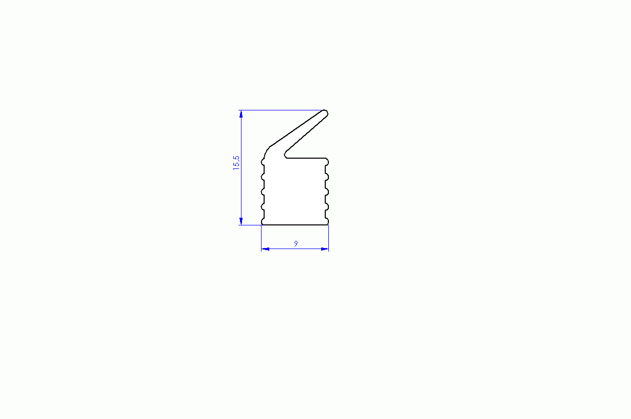 Perfil de Silicona P1228AU - formato tipo Labiado - forma irregular