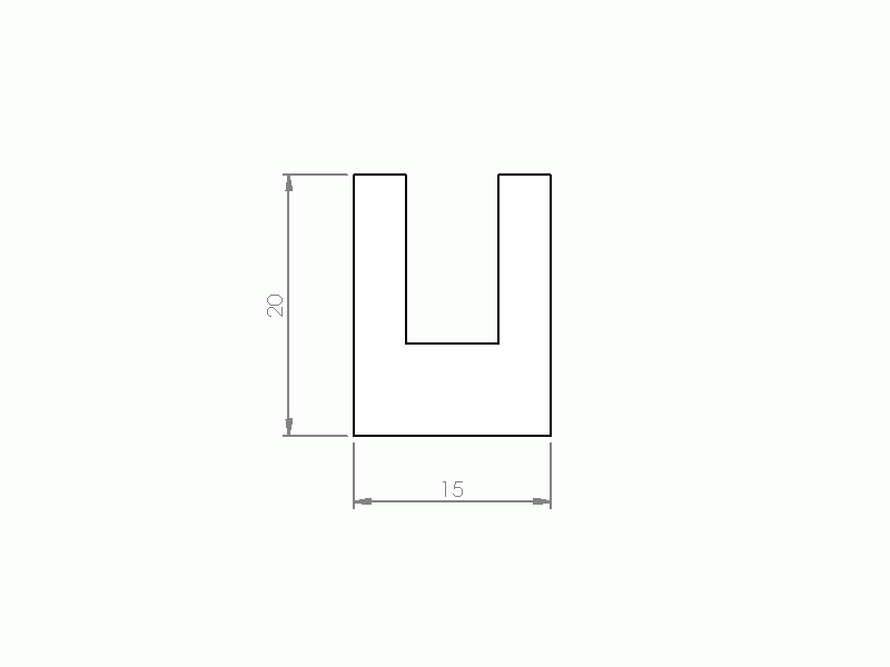 Perfil de Silicona P1228AV - formato tipo U - forma irregular