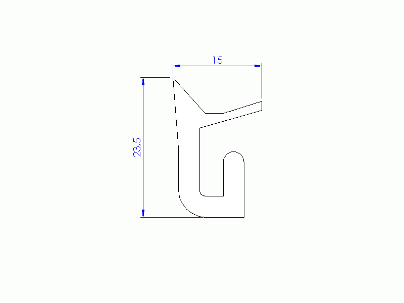 Perfil de Silicona P1228AW - formato tipo U - forma irregular