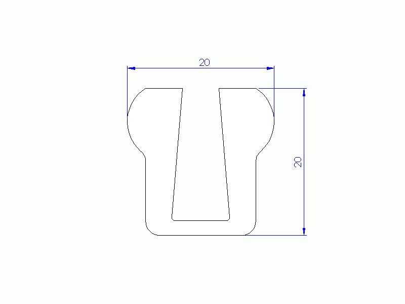 Perfil de Silicona P1228BF - formato tipo U - forma irregular