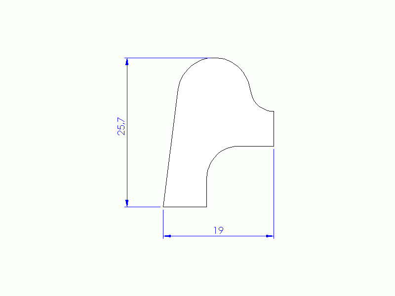 Perfil de Silicona P1228BJ - formato tipo Labiado - forma irregular