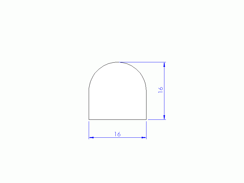 Perfil de Silicona P1228BL - formato tipo D - forma irregular