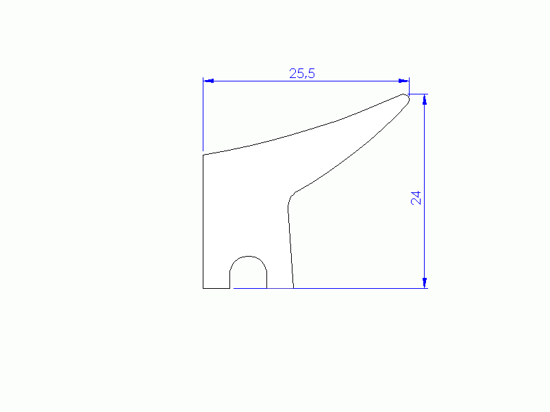 Perfil de Silicona P1228BN - formato tipo Labiado - forma irregular