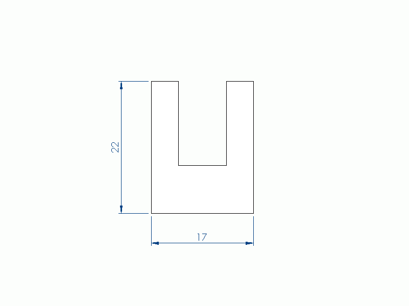 Perfil de Silicona P1228DS - formato tipo U - forma irregular