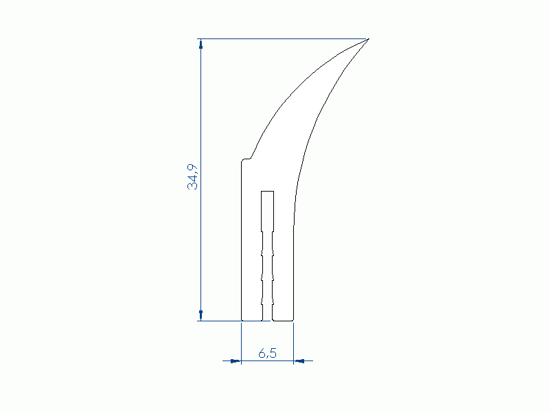 Perfil de Silicona P1228ET - formato tipo U - forma irregular