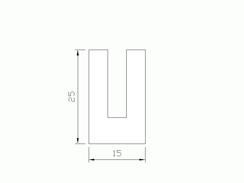 Perfil de Silicona P1228M - formato tipo U - forma irregular