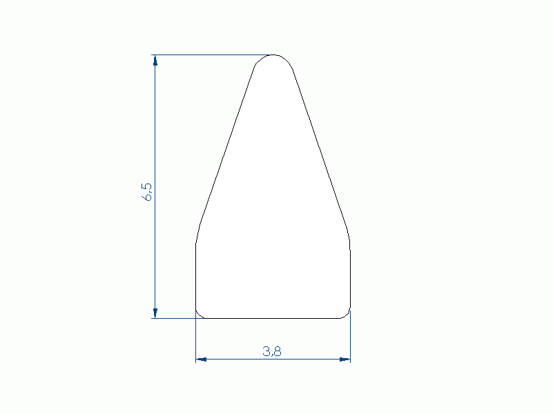 Perfil de Silicona P1262E - formato tipo D - forma irregular