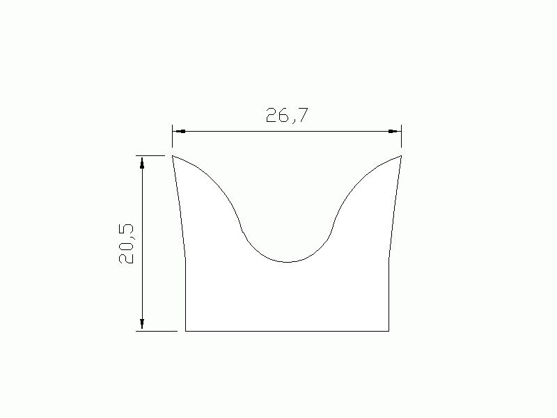 Perfil de Silicona P126F - formato tipo Cuernos - forma irregular