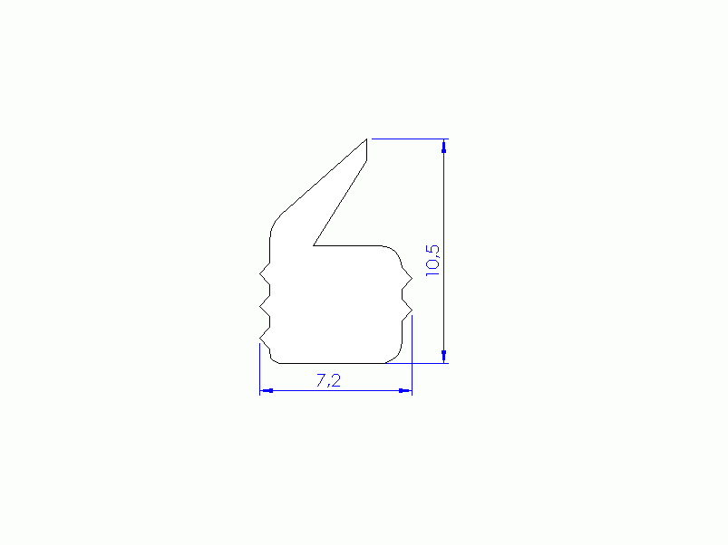 Perfil de Silicona P1270A - formato tipo Labiado - forma irregular