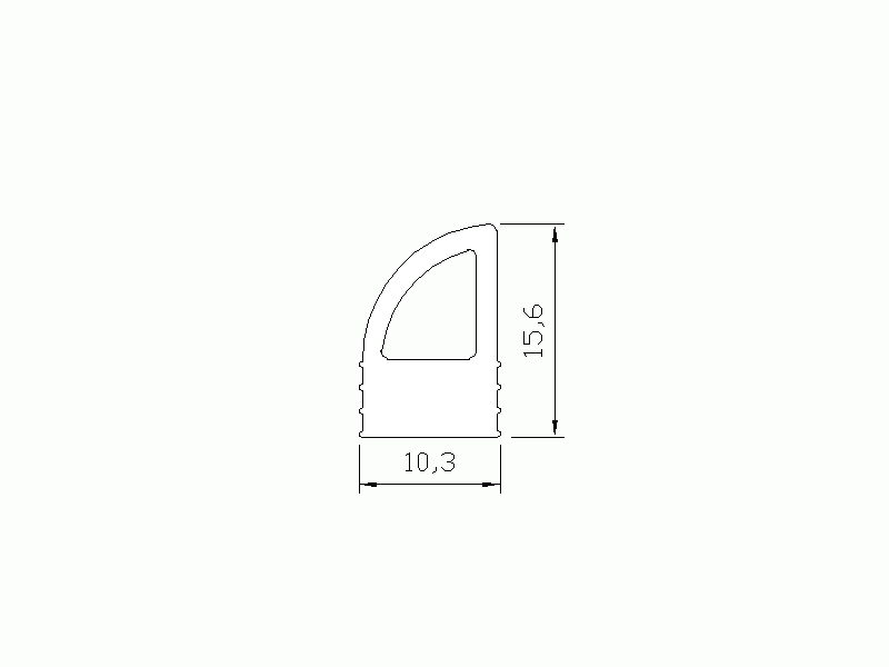 Perfil de Silicona P1270C - formato tipo D - forma irregular