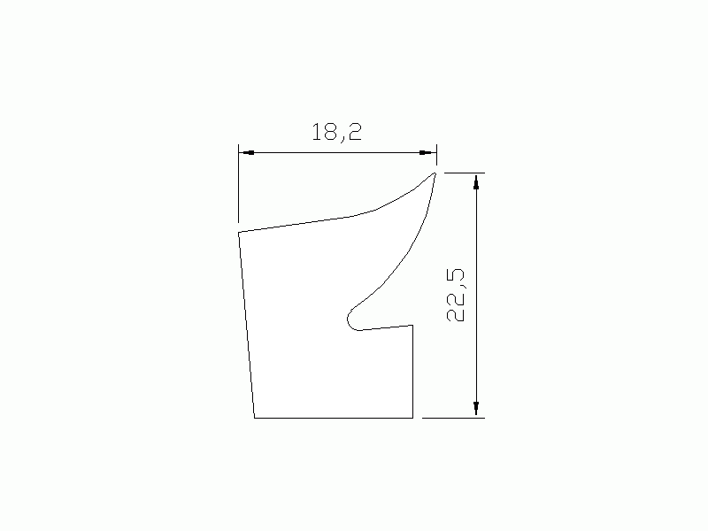 Perfil de Silicona P1296 - formato tipo Labiado - forma irregular