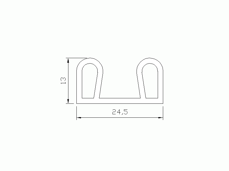 Perfil de Silicona P129X - formato tipo Forma anteojos - forma irregular