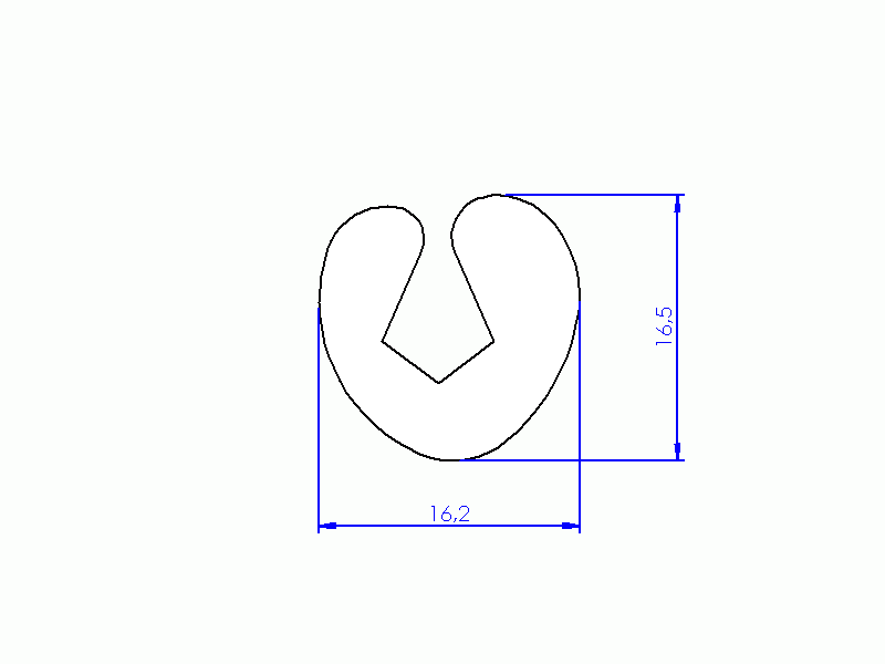 Perfil de Silicona P12A - formato tipo U - forma irregular