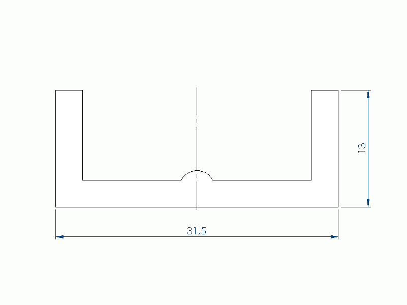 Perfil de Silicona P12G - formato tipo U - forma irregular