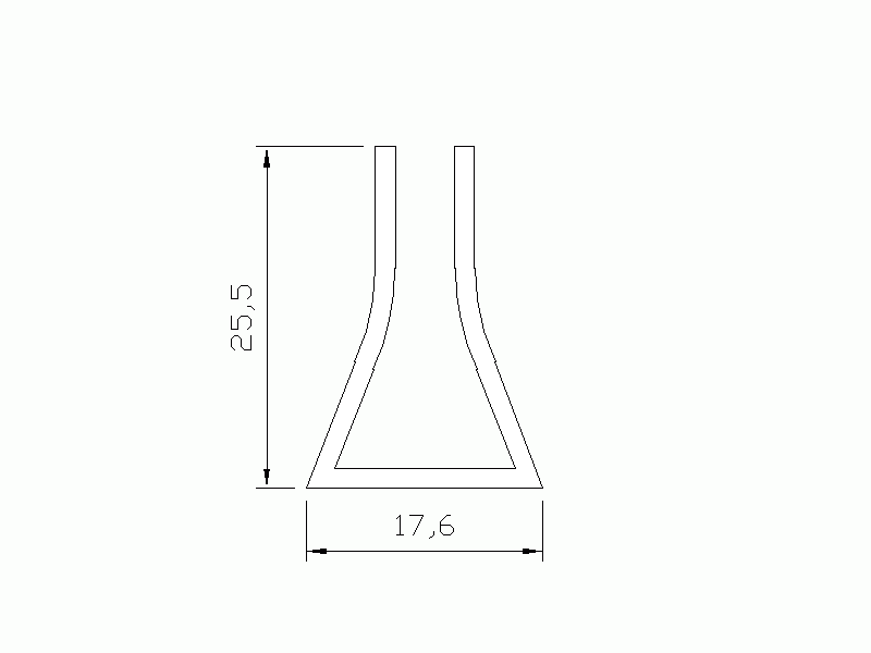 Perfil de Silicona P12J - formato tipo U - forma irregular