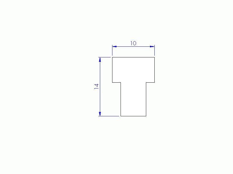 Perfil de Silicona P1313C - formato tipo T - forma irregular