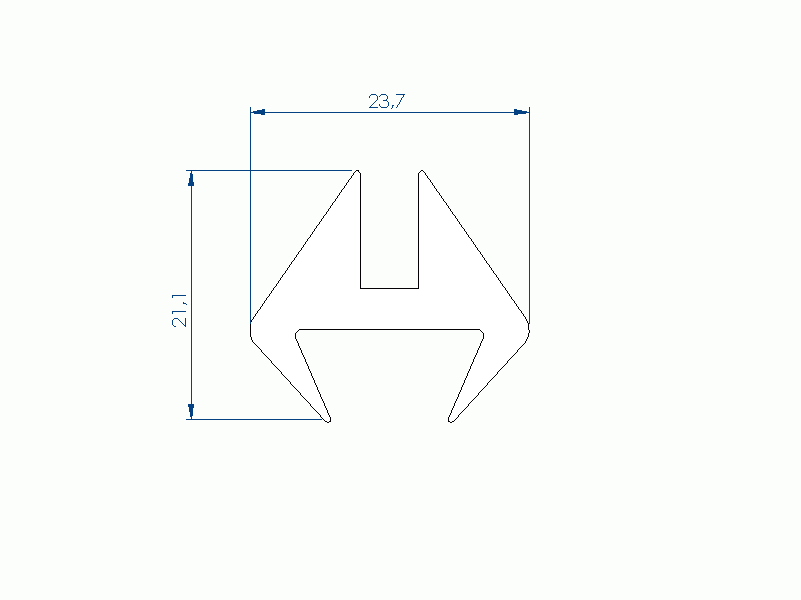 Perfil de Silicona P1313I - formato tipo U - forma irregular