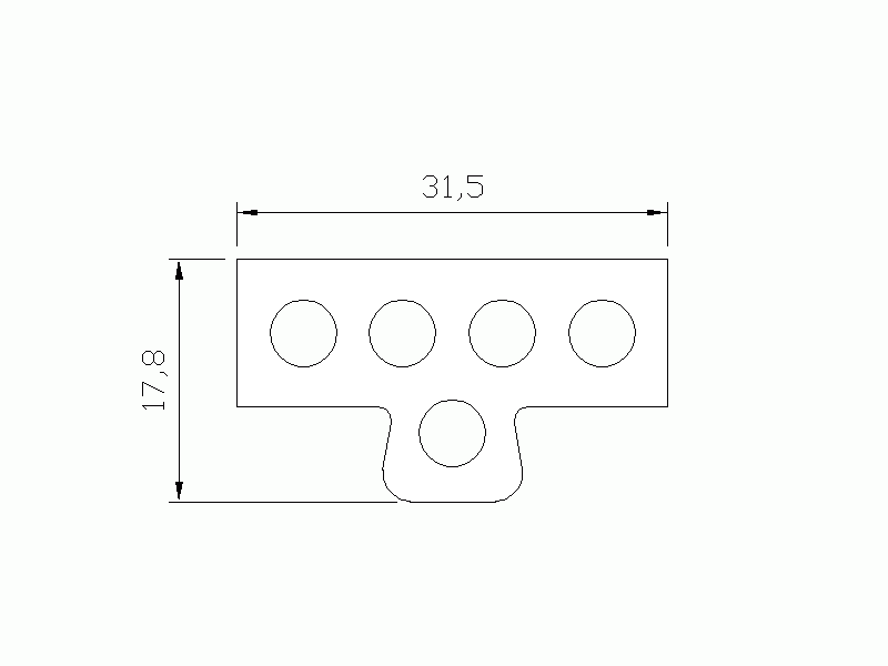 Perfil de Silicona P1418A - formato tipo T - forma irregular