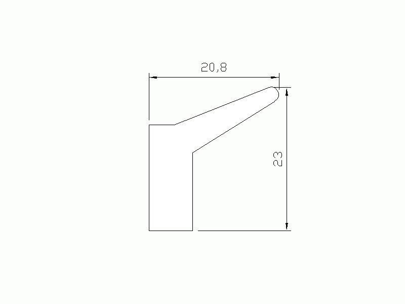 Perfil de Silicona P1428D - formato tipo Labiado - forma irregular