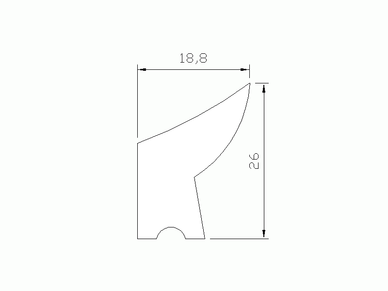 Perfil de Silicona P147 - formato tipo Labiado - forma irregular