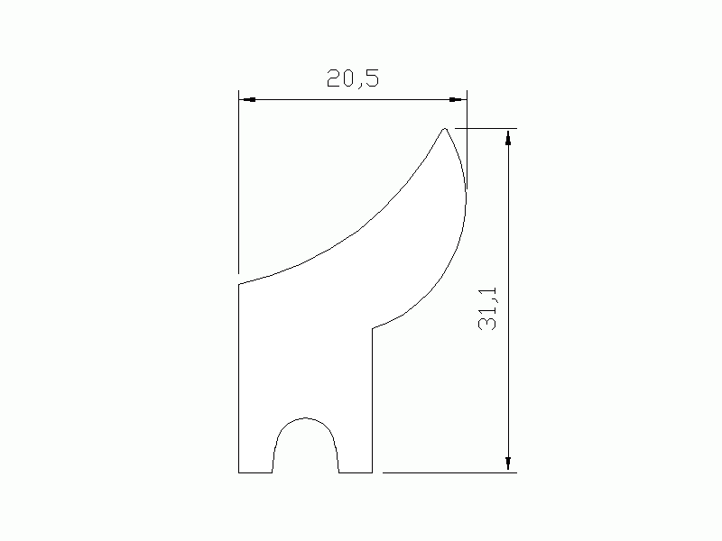 Perfil de Silicona P147TXB - formato tipo Labiado - forma irregular