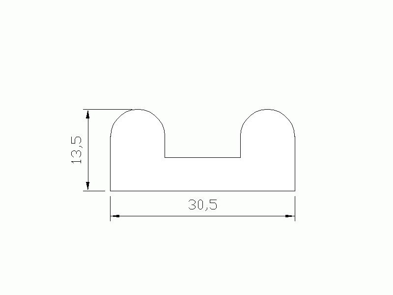 Perfil de Silicona P1494A - formato tipo U - forma irregular