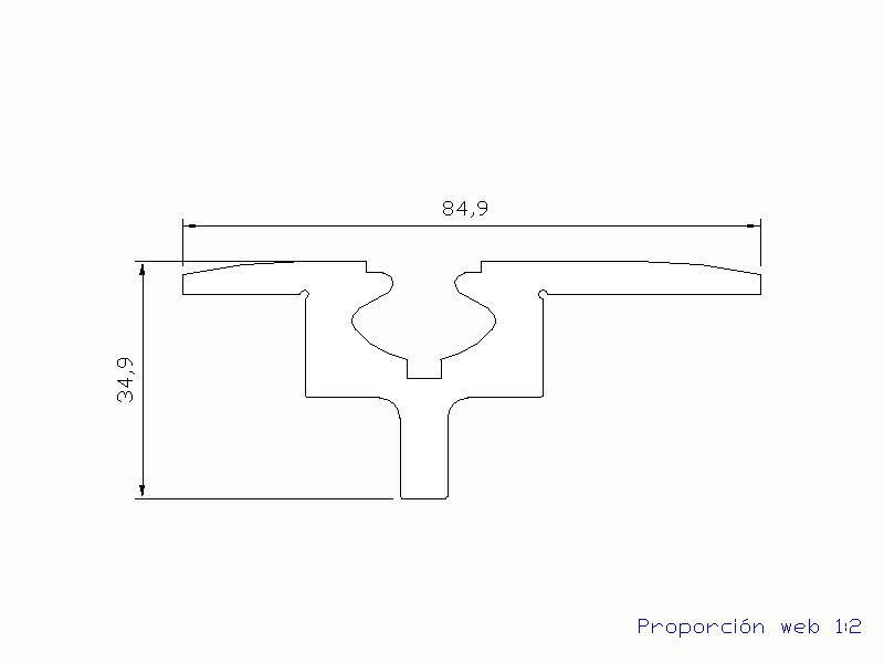 Perfil de Silicona P1516A - formato tipo T - forma irregular