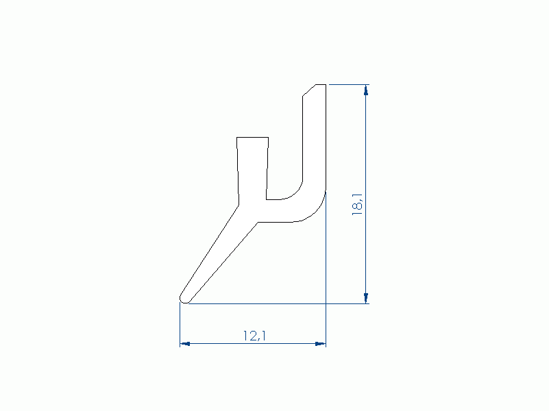 Perfil de Silicona P1560A - formato tipo U - forma irregular