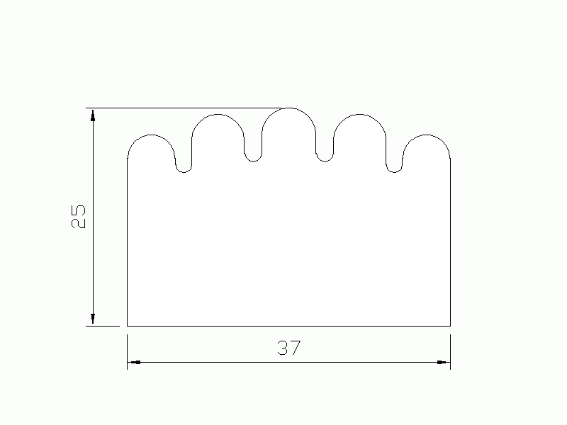 Perfil de Silicona P156B - formato tipo D - forma irregular