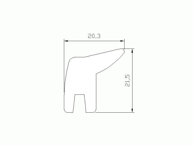 Perfil de Silicona P158A - formato tipo Labiado - forma irregular