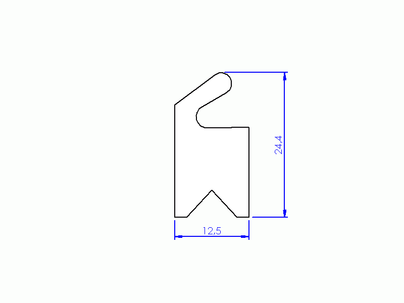 Perfil de Silicona P1612K - formato tipo Labiado - forma irregular