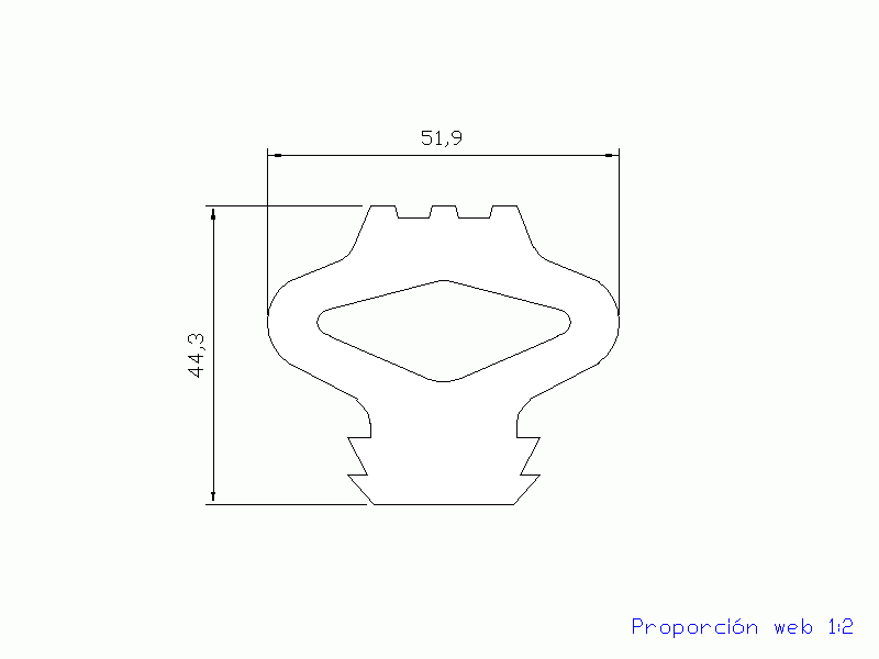 Perfil de Silicona P161Z - formato tipo Doble Agujero - forma irregular