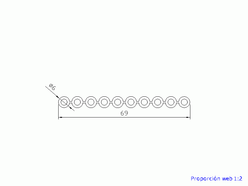 Perfil de Silicona P1626B - formato tipo Tubo - forma irregular
