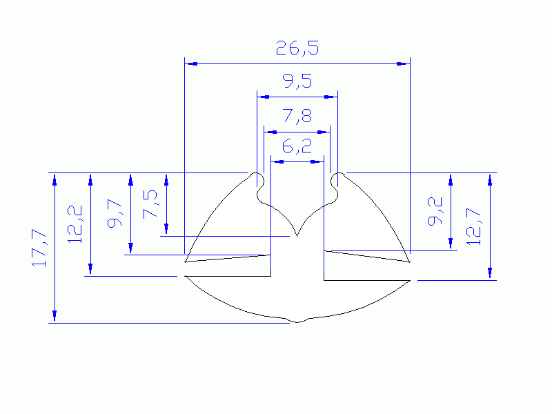 Perfil de Silicona P162BB - formato tipo Lampara - forma irregular