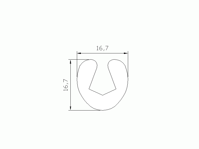 Perfil de Silicona P168A - formato tipo U - forma irregular