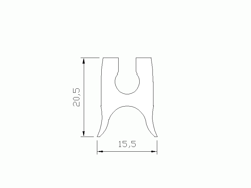 Perfil de Silicona P1690 - formato tipo U - forma irregular