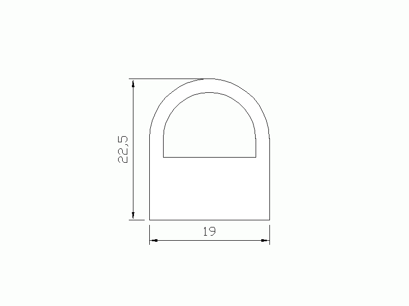 Perfil de Silicona P16B - formato tipo D - forma irregular