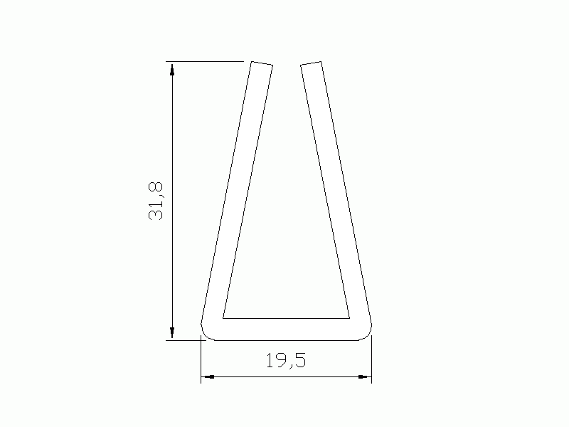 Perfil de Silicona P170 - formato tipo U - forma irregular