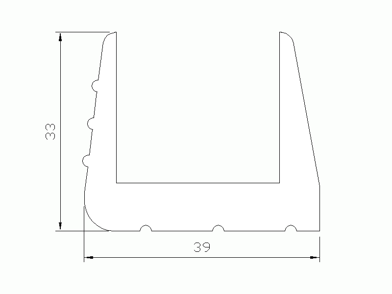 Perfil de Silicona P1735A - formato tipo U - forma irregular