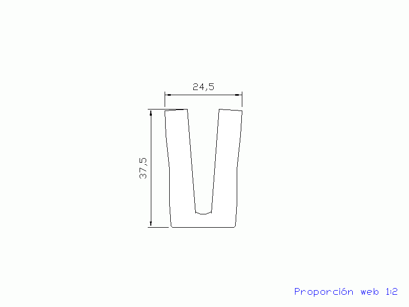 Perfil de Silicona P175-89 - formato tipo U - forma irregular