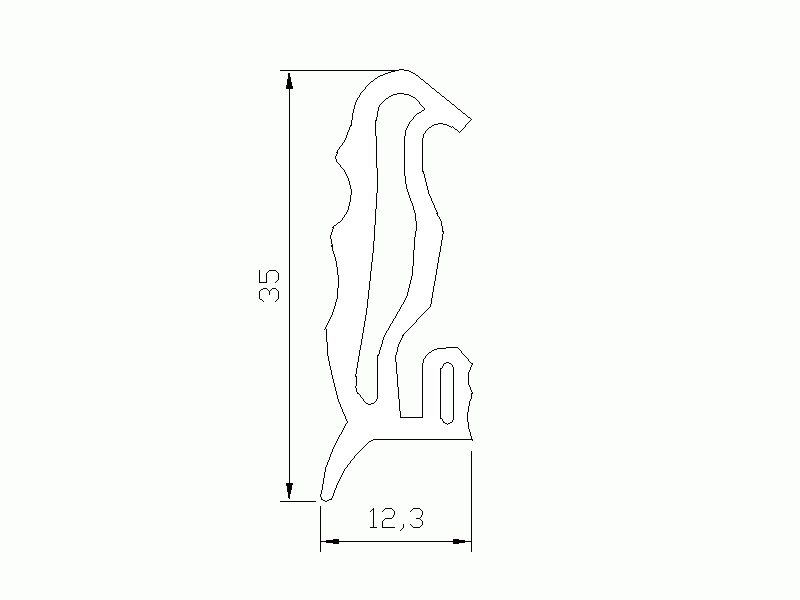 Perfil de Silicona P175AC - formato tipo Doble Agujero - forma irregular