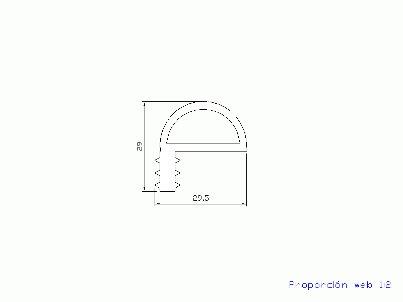 Perfil de Silicona P175T - formato tipo e - forma irregular