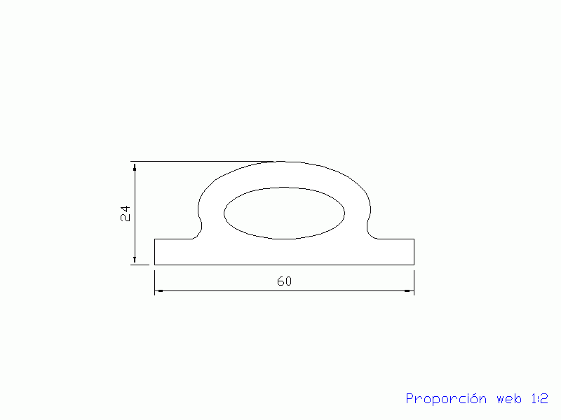 Perfil de Silicona P175W - formato tipo Perfil de Silicona plano con Burbuja - forma irregular