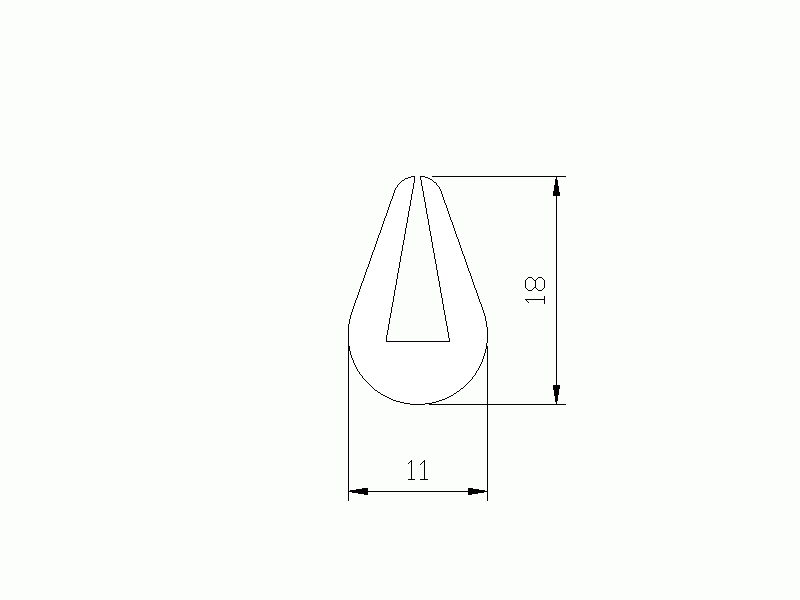 Perfil de Silicona P175Z - formato tipo U - forma irregular