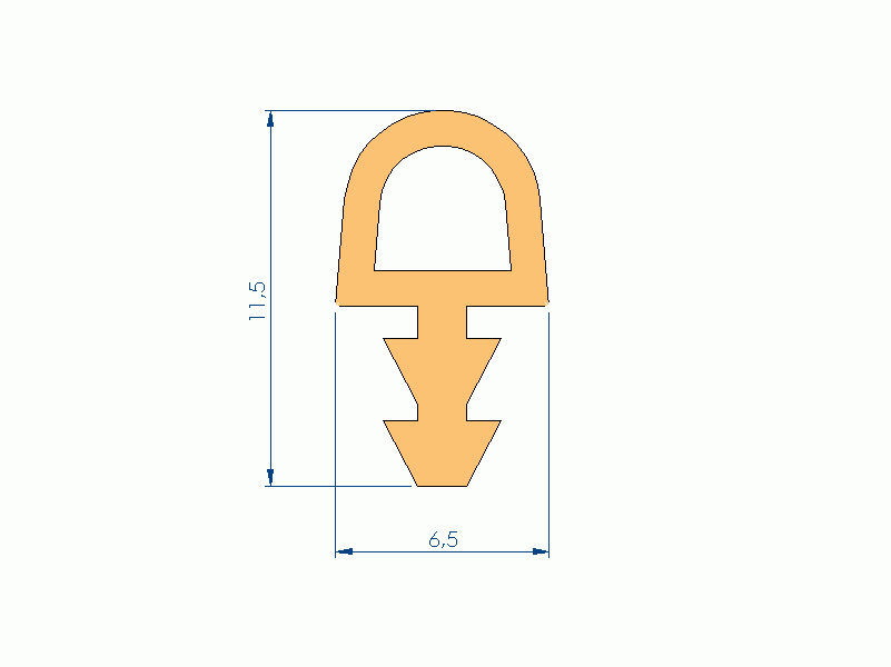 Perfil de Silicona P1780AS - formato tipo Lampara - forma irregular