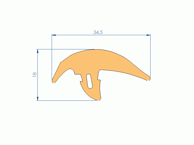 Perfil de Silicona P1780BL - formato tipo T - forma irregular