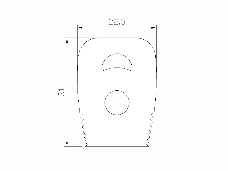 Perfil de Silicona P17Z - formato tipo Doble Agujero - forma irregular